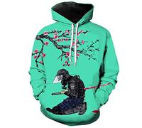 famesale Felpa Vintage Giapponese Samurai Felpa con Armatura 3D L'Ultimo Samurai: Bushi dou Samurai Costume