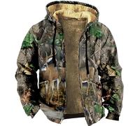 famesale Giacca con Cappuccio con Zip Stampata Camouflage da Caccia nella Giungla da Uomo, Felpa con Cappuccio in Pile Camo Militare per Adulti