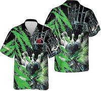famesale novità Camicia da Bowling Donna Uomo Bowling Birillo Grafica Stampa 3D Camicia con Bottoni Manica Corta Traspirante Casual Camicetta