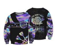 famesale Primavera Autunno Felpe da Uomo con Collo Rotondo Stampate in 3D con Motivo Freccette Uniforme da Gioco del Club di Freccette Maglione Casual Unisex a Maniche Lunghe