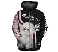 famesale Sono il Pazzo Bichon Frise Mamma Cane 3D Stampato Felpa con Cappuccio con Cerniera Unisex Pullover Giacca con Zip con Motivo Buffo di Cane Casual Streetwear