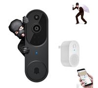FameVibe Videocitofono wireless 1080P, campanello sicuro con fotocamera, rilevamento intelligente di intelligenza artificiale, visione notturna, audio a 2 vie, alimentazione a batteria, archiviazione