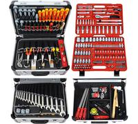 FAMEX 414-18 - Cassetta degli attrezzi professionale in alluminio con set di attrezzi e set di chiavi a bussola di alta qualità, utensili di produzione tedesca