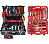 FAMEX 449-45 - Cassetta degli attrezzi universale, 230 pezzi, riempita con ampio set di attrezzi, con set di chiavi a bussola da 4 a 32 mm, valigetta con tasche con spazio per altri attrezzi