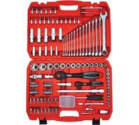 FAMEX 568-44 - Set di chiavi a bussola, 125 pezzi, set di attrezzi a cricchetto, cassetta a cricchetto, dadi con profilo ondulato, 12,5 mm e 6,3 mm (1/4"), inserti per punte