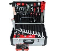 FAMEX Cassetta degli attrezzi in alluminio 729 - 87, riempita con set di attrezzi professionali, portata massima 30 kg, molti strumenti di produzione tedesca - spazio per altri utensili e parti