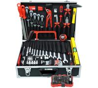 Famex Cassetta degli attrezzi in alluminio 745-47, riempita con set di attrezzi di alta qualità, per casa, garage, officina, cassetta degli attrezzi completa