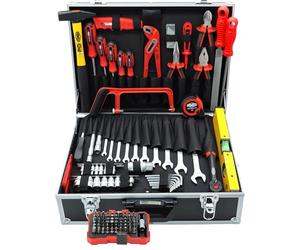 FAMEX Cassetta degli attrezzi in alluminio 755-57, dotata di utensili di alta qualità, cassetta degli attrezzi per la casa, il garage, l'officina