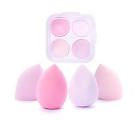 FAMEZA Set di 4 spugne per il trucco per uso asciutto e umido, con custodia, spugnette per miscelare fondotinta liquido, crema e cipria, con scatola porta spugna per uova, multicolore