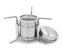 Famgee Mini fornello portatile per esterni in acciaio inox ultraleggero ad alcol liquido, fornace con supporto per rack per backpacking, picnic, escursionismo, campeggio, sopravvivenza