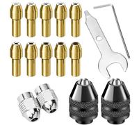 Famgee Set di 16 pinze per mandrino per trapano Dremel da 1/32 "a 1/8" Multi Shank Size 4485 Pinza in ottone a cambio rapido Sostituzione senza chiave 4486 Punta da trapano Mandrino Accessorio per
