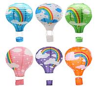 Famgee Set di lanterne di carta da appendere a mongolfiera, decorazione per feste, compleanni, matrimoni, Natale, feste, confezione da 6 pezzi, 30 cm (arcobaleno)