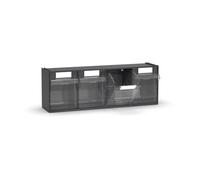 Fami - Cassettiera Porta Minuteria da Muro, Scaffali e Carrelli per Garage, Officina e Magazzini, 4 Cassetti Trasparenti Visual Box, Pannello Porta Viti e Bulloni, Dimensioni: 60 x 17,8 x 20,6 cm
