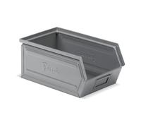 FAMI - Pack da 10 Cassette in Metallo a Bocca di Lupo, Contenitore Impilabile per Organizzare Viteria e Attrezzi in Garage, Officina e Magazzino, Grigio, Portata 15 kg, Dimensioni 21 x 35 x 14,5 cm