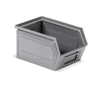 FAMI - Pack da 20 Cassette in Metallo a Bocca di Lupo, Contenitore Impilabile per Organizzare Viteria e Attrezzi in Garage, Officina e Magazzino, Grigio, Portata 5 kg, Dimensioni 15 x 23,5 x 14 cm