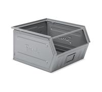 FAMI - Pack da 6 Cassette in Metallo a Bocca di Lupo, Contenitore Impilabile per Organizzare Viteria e Attrezzi in Garage, Officina e Magazzino, Grigio, Portata 150 kg, Dimensioni 48 x 54 x 30 cm