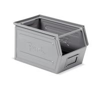 FAMI - Pack da 8 Cassette in Metallo a Bocca di Lupo, Contenitore Impilabile per Organizzare Viteria e Attrezzi in Garage, Officina e Magazzino, Grigio, Portata 80 kg, Dimensioni 21 x 35 x 20 cm