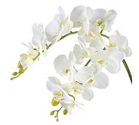 Famibay Fiori Orchidea Finta Ramo Orchidea Phalaenopsis Artificiale Bianca 2 Pz per Casa Decorazione