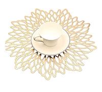 Famibay Tovagliette Americana Oro Tonde Facile Pulizia Tovaglietta Plastificata Lavabili Tovagliette Termoresistenti 6 Pezzi per Natalizie Cucina Cena Colazione Ristorante Hotels Decorazione