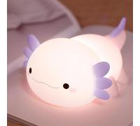 FAMIDUO Axolotl Lampada Notturna per Bambini, Dimmerabile LED in Silicone Lucina Notte Bambini Controllo Touch, Ricaricabile Tramite USB, con 20 Minuti Timer, Luce Notturna Neonato, Regalo per Bambina