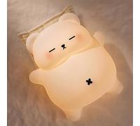 FAMIDUO Luce notturna a forma di orso che russa, luce notturna per bambini, dimmerabile/timer/ricaricabile tramite USB-C, lampada da comodino a LED in silicone alimentare a forma di animale squishy