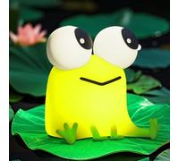 FAMIDUO Luce Notturna Bambini Rana, Carino Lampada Silicone Bambini, 3 Livelli di Luce Dimmerabile, Controllo Touch, USB Ricaricabile, Lampada Camera Neonato, Regali per Neonati e Bambine