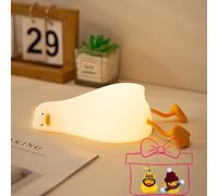 FAMIDUO Luce Notturna Bambini, Sdraiata Anatra Lampada Led Ricaricabile, Neonato Accessori Utili Camera Da Letto, Lampada Comodino, Regalo Neonata Femmina, Luminosità Regolabile, Tempismo Di 30 Minuti