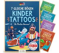 Famifidus + 115 tatuaggio temporanei delicati sulla pelle, 7 fogli uguali, dermatologici, molto buoni, tatuaggi per bambini realizzati in Germania