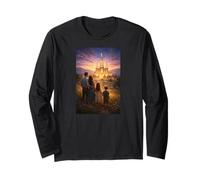 Famiglia A Piedi Verso Tempio Scena Mormone Eternal Path Maglia a Manica
