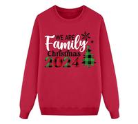 Famiglia albero di Natale in pile a maniche lunghe, maglione invernale vacanza stampa genitori bambino moda papà mamma Natale ricongiungimento familiare idea regalo, Colore: rosso, XL