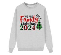 Famiglia albero di Natale in pile a maniche lunghe, maglione invernale vacanza stampa genitori bambino moda papà mamma Natale ricongiungimento familiare idea regalo, grigio chiaro., XXL