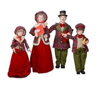 Famiglia Cantori in Plastica e Tessuto Rosso Scozzese Set 4pz cm 34x22xh96