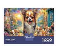 Famiglia Chihuahua 1000 Pezzi Puzzle Antidepressione in Cartone Spesso Per Viaggi O Tranquillità Pappagallo con i cuccioli un'idea Regalo Geniale Per Festività Come Natale O Compleanno 52x38cm/1000pcs