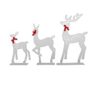 Famiglia di cervi di decorazione natalizia illuminata set di renne a led bianca calda decorazione da tavolo da tavolo da esterno per esterno 3 pezzi (Deer luminoso - 02)