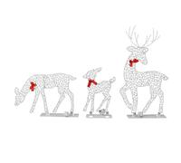 Famiglia di cervi di decorazione natalizia illuminata set di renne a led bianca calda decorazione da tavolo da tavolo da esterno per esterno 3 pezzi (Deer luminoso - 01)