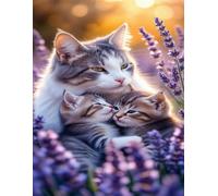 Famiglia di gatti del campo di fiori - Puzzle 1200 Pezzi - puzzle Fai da te, Intrattenimento Creativo, Puzzles Classico Arte,Regalo per Adulti dai 14 anni 75 x 50 cm