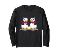 Famiglia di pinguini carini | Adorabili pinguini dei cartoni animati pixel Maglia a Manica