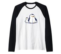 Famiglia di pinguini carini | Adorabili pinguini dei cartoni animati pixel Maglia con Maniche Raglan