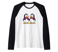 Famiglia di pinguini carini | Adorabili pinguini dei cartoni animati pixel Maglia con Maniche Raglan
