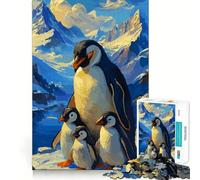 Famiglia di pinguini in un paesaggio montano innevato Puzzle da 1000 pezzi per ragazzi Gioco di intelletto attività per rafforzare lo spirito di squadra taglio di qualità regalo memorabile (38x26cm)