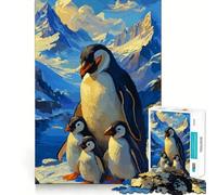 Famiglia di pinguini in un paesaggio montano innevato Puzzle da 1000 pezzi per ragazzi Gioco di logica e abilità Divertimento condiviso Decorazione murale precisa (50x75cm)