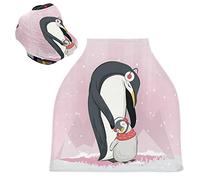 Famiglia Di Pinguini Rosa Baby Auto per Bambini Passeggino Tettoia Copri Seggiolino Copertura Infermieristica per L'Allattamento Al Seno All-In-1 Morbido Traspirante Elastica Tettuccio