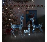 Famiglia di Renne di Natale 300 LED Bianco Freddo in Acrilico