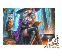 Famiglia di Streghe 1000 Pezzi Puzzle per Adulti Strega che Legge un Grimorio nella Foresta Incantata Premium Spesso Robusto Alta Qualità Sfidante Antistress 38x26cm/1000pz