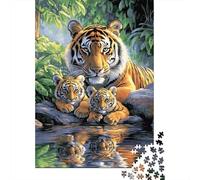 Famiglia di Tigri Selvatiche Puzzle 1000 Pezzi Puzzle per Adulti Gioco di Puzzle 1000 Pezzi Scena Natura nella Giungla Carta Relax Casa Regalo 70x50cm/1000pcs
