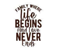 famiglia dove la vita inizia e l'amore non finisce mai Adesivi artistici in vinile 50.4x80.1cm Impermeabile Caffè