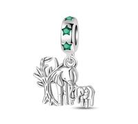 Famiglia Elefante Goccia Ornamento Fascino, Argento Placcato Fascino Braccialetto Accessorio, Compatibile con Pandora Braccialetto Neckalce, Regalo per le Donne