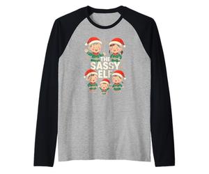 Famiglia Elf The Sassy Elf Fun Woman's Matching Group Maglia con Maniche Raglan