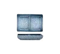 Famiglia giapponese semplice rettangolare squisita ceramica resistente ad alta temperatura tre griglie piatto-blu rima doppia griglia piatto