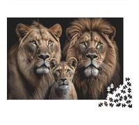 Famiglia leone ritratto Puzzles 1000 Pezzi In Incastro Perfetto,Un Gioco Di Puzzle Per Enigma Per Lo Stress Relief,Ideale Per Per La Decompressione E La Decorazione Delle Pareti,Regalo Di Compleanno